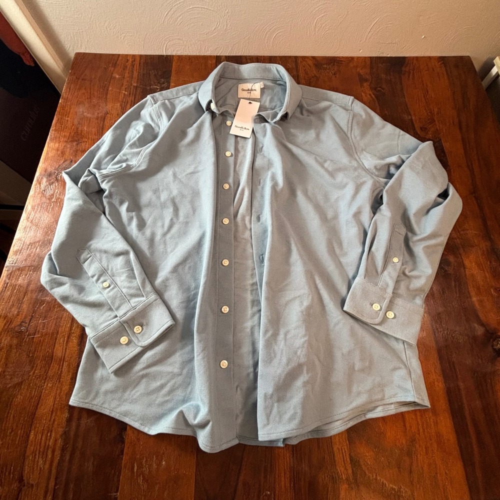 Goodfellow & Co Mens Light Blue Button Down Shirt Standard Fit Large NEW